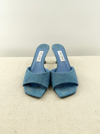 Jimmy Choo skye 70 denim slide sandals, 41