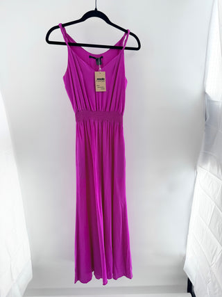 Jay Godfrey Silk Sleeveless V-Neck Blouson Maxi Dress Fuchsia Pink Womens Size 0