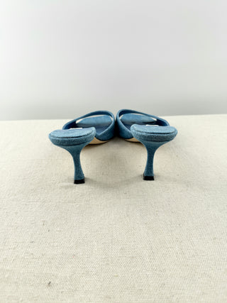 Jimmy Choo skye 70 denim slide sandals, 41