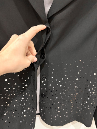 Bergamo by EBI Crystal-Embellished Single-Breasted Blazer Black Women's Size 8