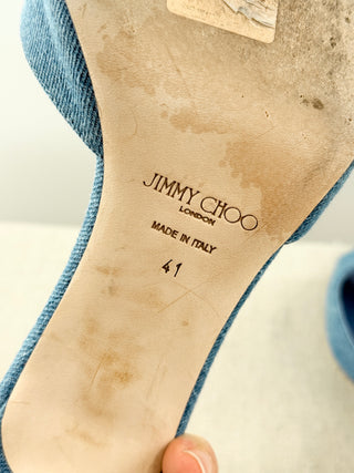 Jimmy Choo skye 70 denim slide sandals, 41