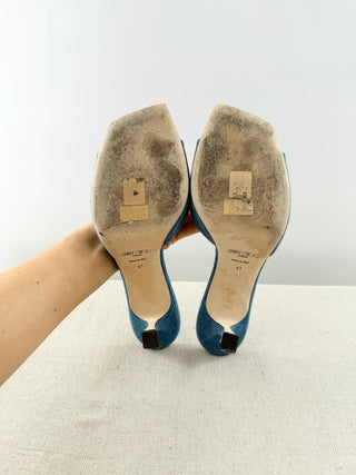 Jimmy Choo skye 70 denim slide sandals, 41