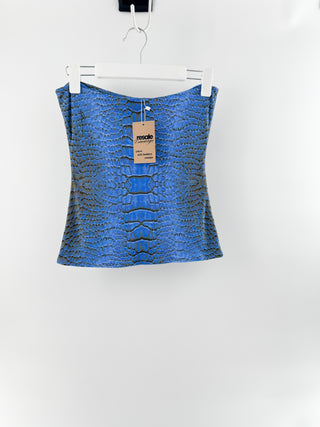 Ramona LaRue statement snakeskin-inspired strapless top crafted from soft, stretchy fabric, XS