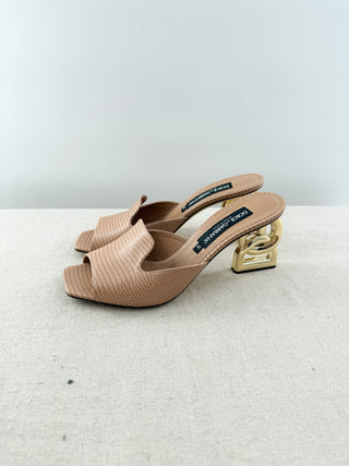 Dolce and Gabbana iguana print mules with DG heel, 41