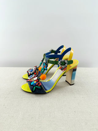 Dolce and Gabbana keira embellished block heel sandals, 40.5