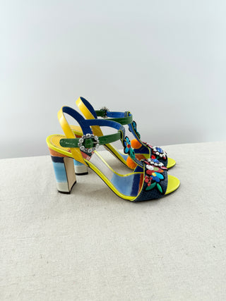 Dolce and Gabbana keira embellished block heel sandals, 40.5