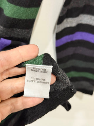 Theory Striped Long Sleeve Scoop Neck Knit Pullover Sweater Multi Women's Size L