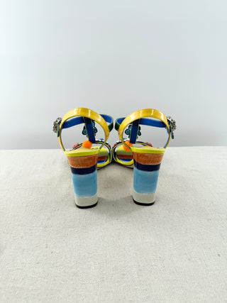Dolce and Gabbana keira embellished block heel sandals, 40.5