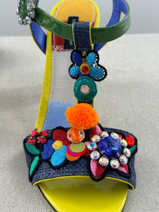 Dolce and Gabbana keira embellished block heel sandals, 40.5