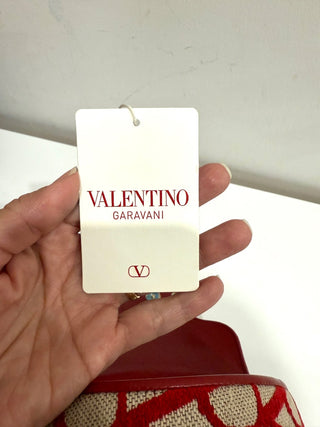 Valentino Garavani Iconographe Loco Canvas Hobo Bag Naturale Rosso V Size Small