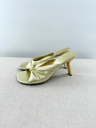 Loewe 90 pebble metallic leather slide sandals, 41