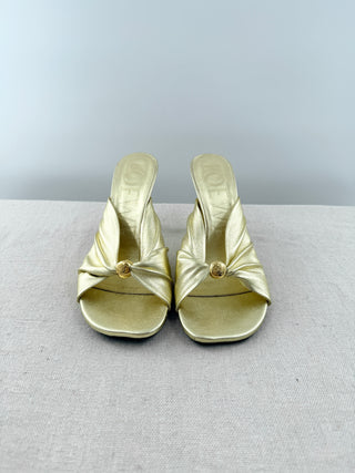 Loewe 90 pebble metallic leather slide sandals, 41
