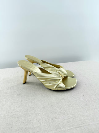 Loewe 90 pebble metallic leather slide sandals, 41