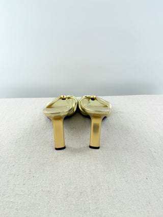 Loewe 90 pebble metallic leather slide sandals, 41