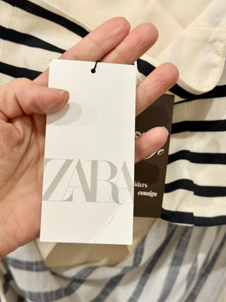 NWT Zara Striped Sleeveless Handkerchief Hem Scarf Top Cream/Black Women's XL