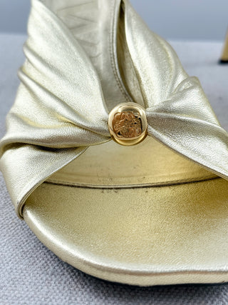 Loewe 90 pebble metallic leather slide sandals, 41