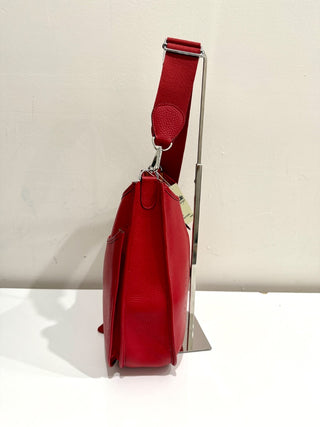 Hermes Taurillon Leather Clemence Evelyne Crossbody Bag Red Women's Size Large