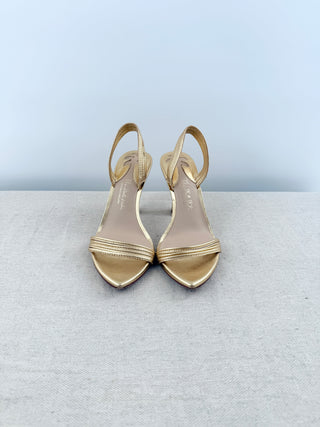 Antonio Melani x The Nat Note Granada Leather Dress Sandals Gold Metallic US 6.5