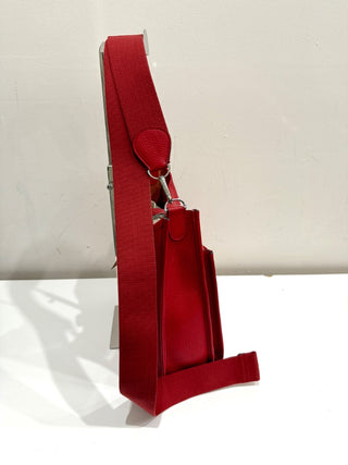 Hermes Taurillon Leather Clemence Evelyne Crossbody Bag Red Women's Size Large