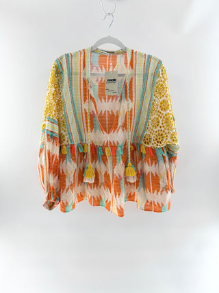Alice & Olivia boho eyelet top kimono, L