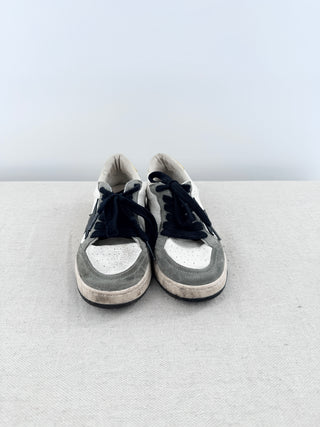 Golden Goose Ball Star Suede-Trim Leather Sneakers White Gray Black Kids 32/US 1