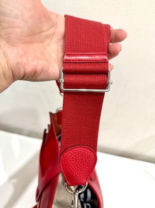 Hermes Taurillon Leather Clemence Evelyne Crossbody Bag Red Women's Size Large