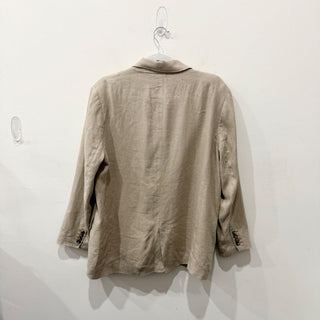 Zara Long Sleeve Peak Lapel Straight Cut Single Breasted Blazer Beige Women's 2