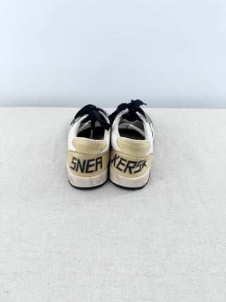 Golden Goose Ball Star Suede-Trim Leather Sneakers White Gray Black Kids 32/US 1