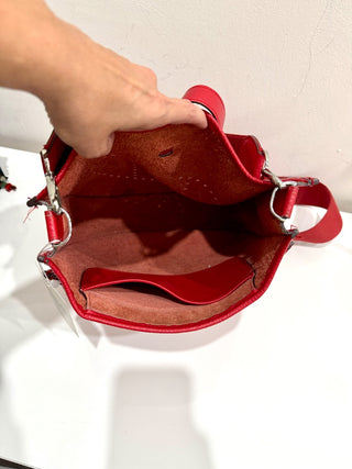Hermes Taurillon Leather Clemence Evelyne Crossbody Bag Red Women's Size Large