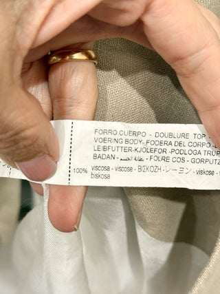 Zara Long Sleeve Peak Lapel Straight Cut Single Breasted Blazer Beige Women's 2