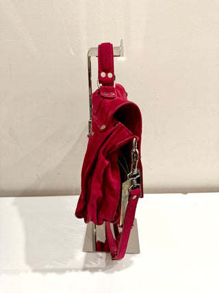 Proenza Schoulder Suede Tiny PS1 Fringe Satchel Bag Raspberry Medium