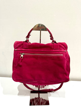 Proenza Schoulder Suede Tiny PS1 Fringe Satchel Bag Raspberry Medium