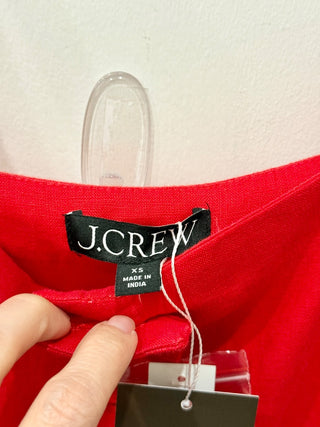 NWT J. Crew Claudia Linen Sleeveless Button Front Tank Shift Mini Dress Red XS