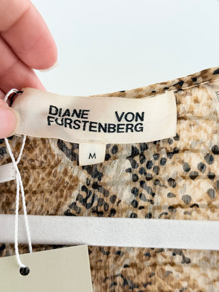 Diane von Furstenberg silk semi sheer snakeprint blouse, M