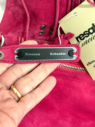 Proenza Schoulder Suede Tiny PS1 Fringe Satchel Bag Raspberry Medium