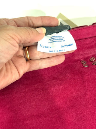 Proenza Schoulder Suede Tiny PS1 Fringe Satchel Bag Raspberry Medium