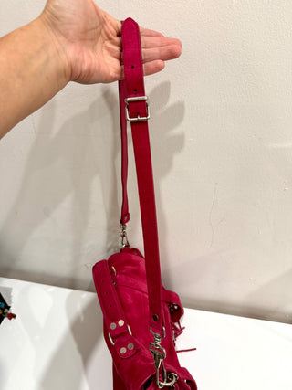 Proenza Schoulder Suede Tiny PS1 Fringe Satchel Bag Raspberry Medium