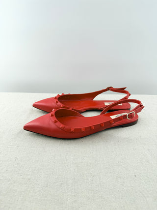 Valentino rockstud slingback flat leather shoes, 40