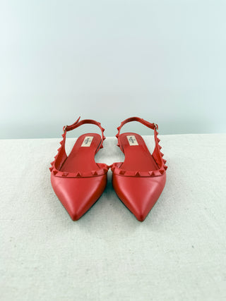 Valentino rockstud slingback flat leather shoes, 40