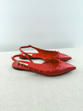 Valentino rockstud slingback flat leather shoes, 40