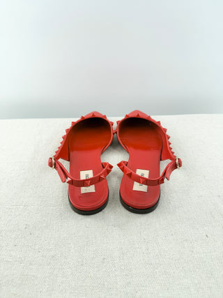 Valentino rockstud slingback flat leather shoes, 40