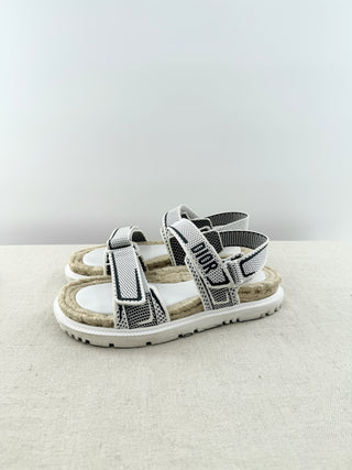 Dior dioract leather sandals featuring padded adjustable straps with gold-tone dior logo hardware, molded ergonomic footbeds, and chunky tread soles, 39