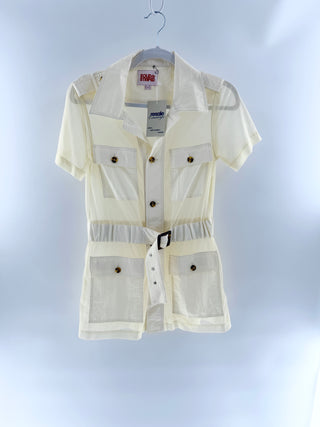 Solid & Striped mesh and nylon safari top, S