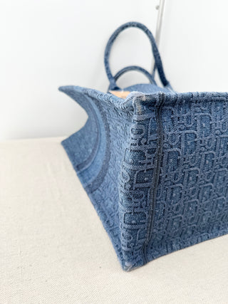 Christian Dior large denim book tote bag