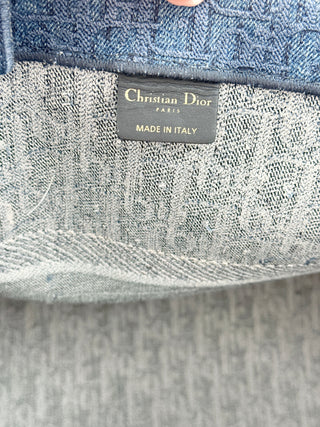 Christian Dior large denim book tote bag