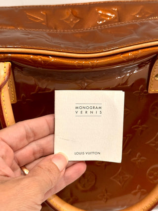 Louis Vuitton Tompkins Square Satchel Handbag Monogram Patent Leather Brown