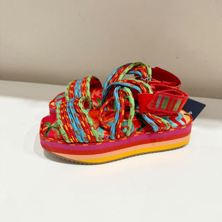 NWT Farm Rio Tropical Embroidered Rope Straps Platform Sandals Women's Orange 5