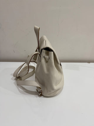 Salvatore Ferragamo Leather Small School Drawstring Backpack White / Silver