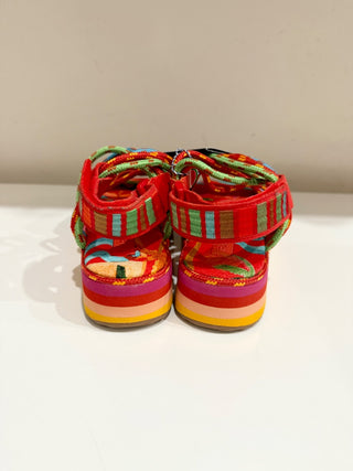 NWT Farm Rio Tropical Embroidered Rope Straps Platform Sandals Women's Orange 5