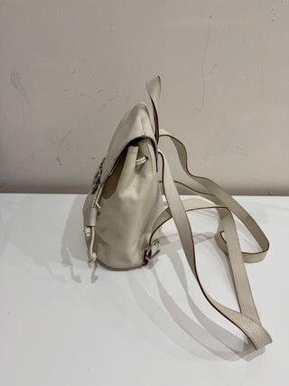 Salvatore Ferragamo Leather Small School Drawstring Backpack White / Silver